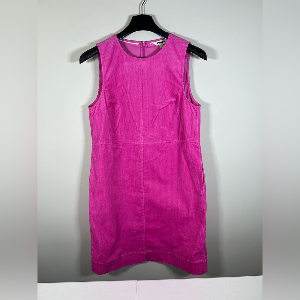 Boden Pia Cord Shift Vibrant Pink Dress Sz 8 Barbiecore Mini Sleeveless Textured - Picture 7 of 11